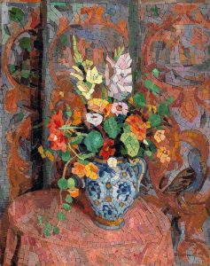 Floral Bouquet in Vase Mosaic Art