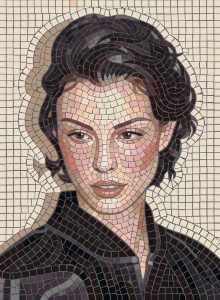 Elegant Woman Mosaic Portrait – Classical AI Art