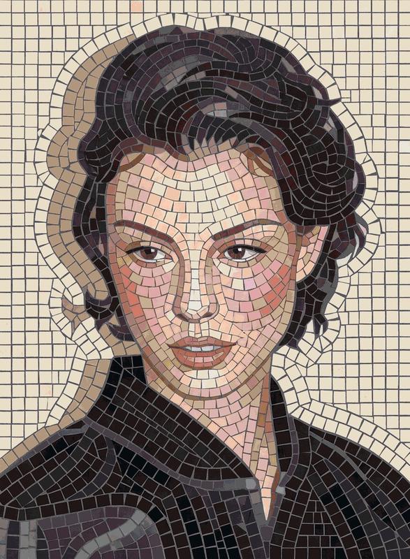 Elegant Woman Mosaic Portrait - Classical AI Art
