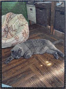 Grey City Cat Mosaic Art