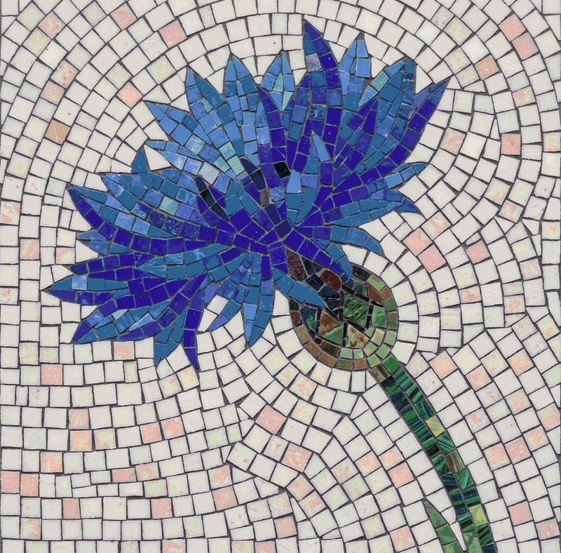 Blue Cornflower Mosaic Art - 20x20 cm