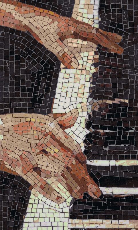 Mosaic Art: Dramatic Hands in Earthy Tones