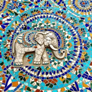 Indian-Style Elephant Trencadís Mosaic Art