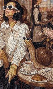 Surreal Cafe Morning Mosaic Art