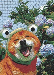 Happy Dog Mosaic Art – Vibrant Nature Portrait