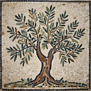 Ancient Olive Tree Mosaic Art – Custom Opus Tessellatum