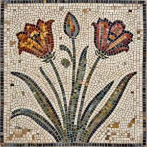 Blooming Poppies Roman Style Mosaic Art