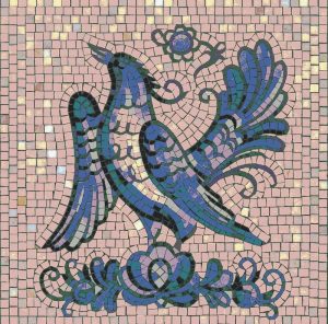 Blue Mosaic Bird Art – 20×20 cm
