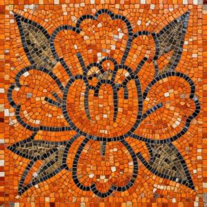 Orange Peony Mosaic Art – Opus Tessellatum