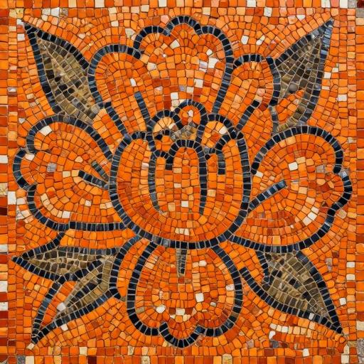 Orange Peony Mosaic Art - Opus Tessellatum