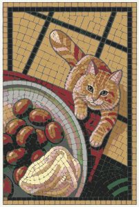 Curious Ginger Cat Mosaic Art – 20×30 cm