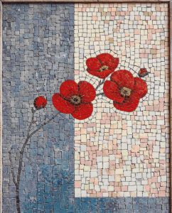 Red Poppies Mosaic Art – Elegant Nature Wall Decor
