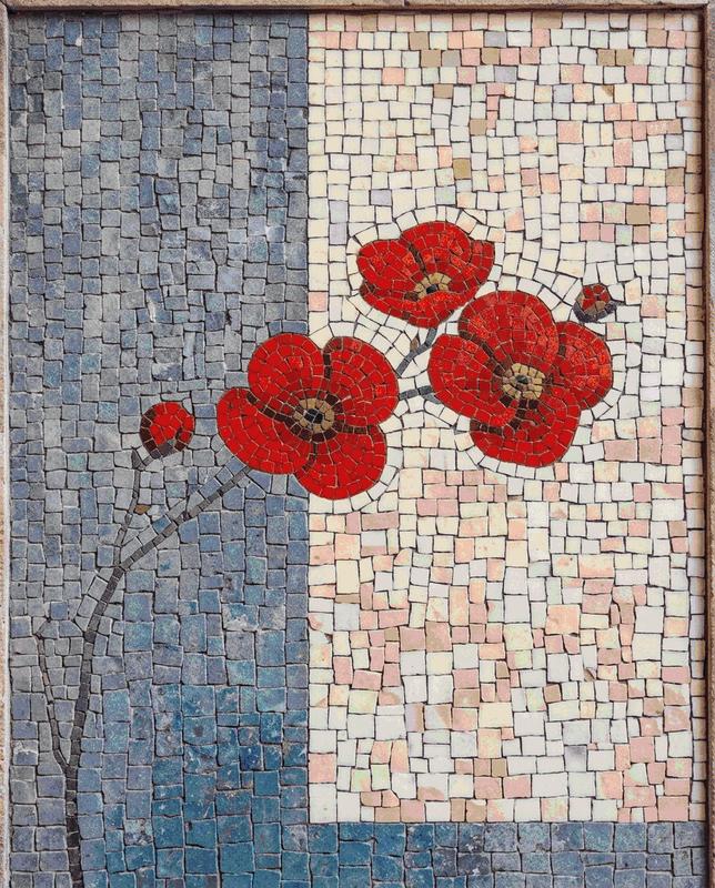 Red Poppies Mosaic Art - Elegant Nature Wall Decor