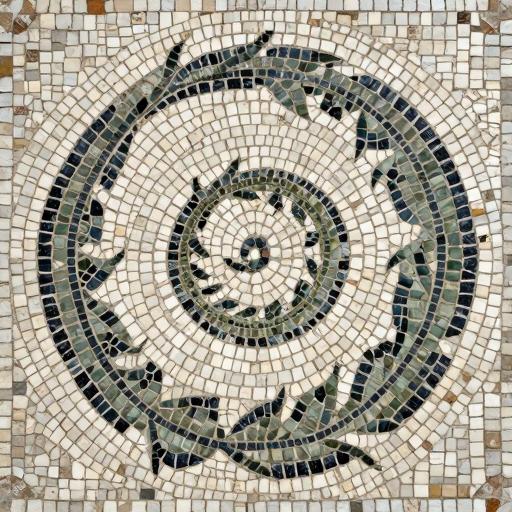 Spiral Leaf Mosaic Art - Opus Tessellatum