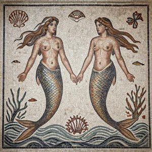 Ancient Greco-Roman Mermaid Mosaic Art