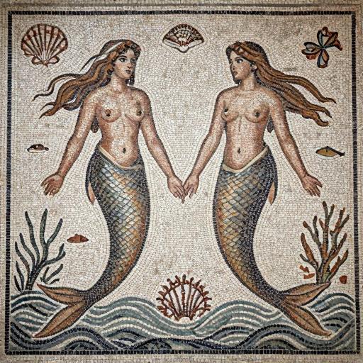 Ancient Greco-Roman Mermaid Mosaic Art