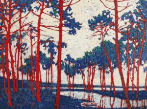 Red Forest Surreal Mosaic Art