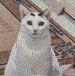 White Cat Mosaic Art – Classic AI Style