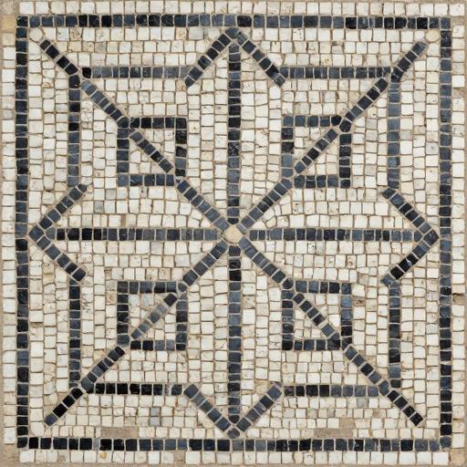 Geometric Black and White Opus Tessellatum Mosaic