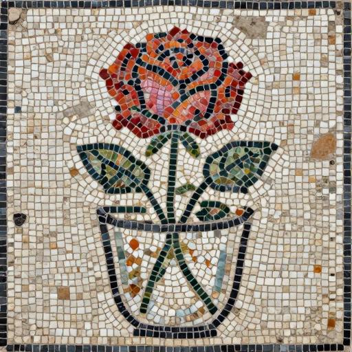 Rose in a Glass Vase - Opus Tessellatum Mosaic Art
