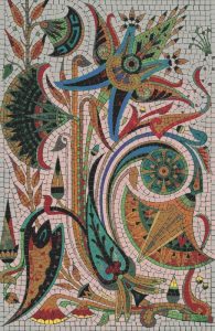 Abstract Floral Mosaic Art – Vibrant Organic Composition