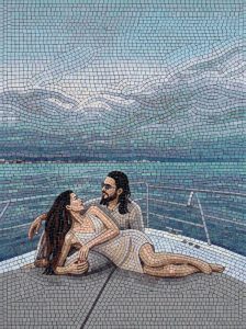 Romantic Couple on a Yacht Mosaic Art