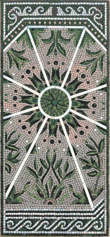 Classical Botanical Sunburst Mosaic Art