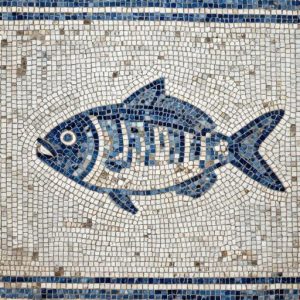 Ancient Roman Blue Fish Mosaic – Opus Tessellatum Art