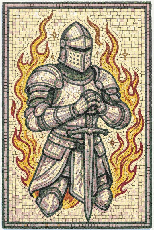 Knight in Flames Mosaic Art