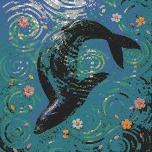 Graceful Dolphin Mosaic Art – 60×60 cm