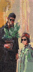 Mosaic Portrait of a Couple with a Plant