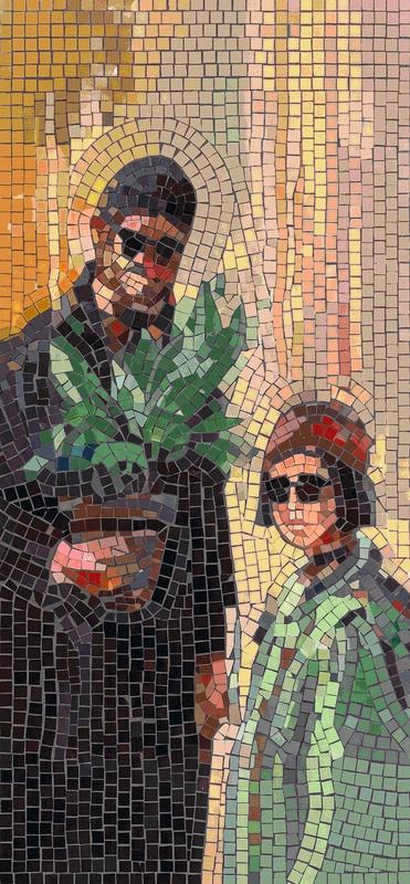Mosaic Portrait of a Couple with a Plant
