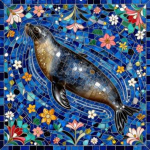 Elegant Sea Lion Florentine Mosaic Art