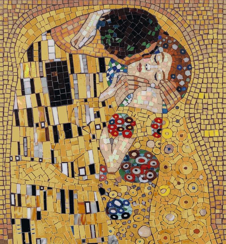 The Kiss Mosaic Art - Romantic Gold Masterpiece