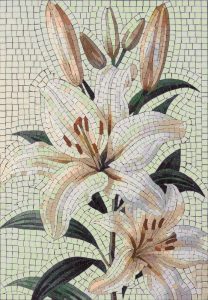 Elegant White Lilies Mosaic Art