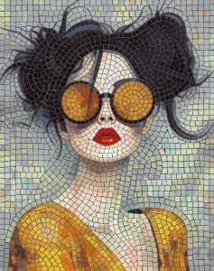 Modern Woman in Orange Glasses Mosaic Art
