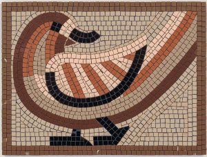Stylized Earth-Tone Bird Mosaic Art