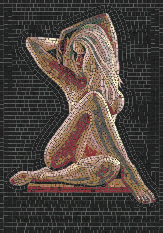 Elegant Female Figure Mosaic Art - 60x86 cm