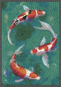 Vibrant Koi Fish Mosaic Art – 40×57 cm