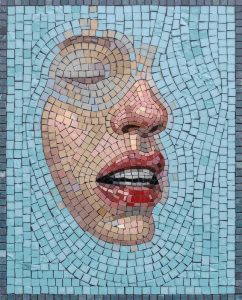 Serene Face Mosaic Art – Handcrafted Portrait