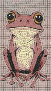 Whimsical Pink Frog Mosaic Art