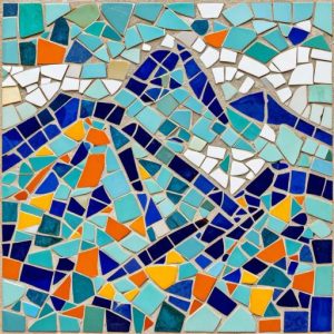 Minimalist Japanese Style Mountain Mosaic Art