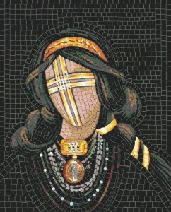 Abstract Mosaic Portrait – Golden Mystery