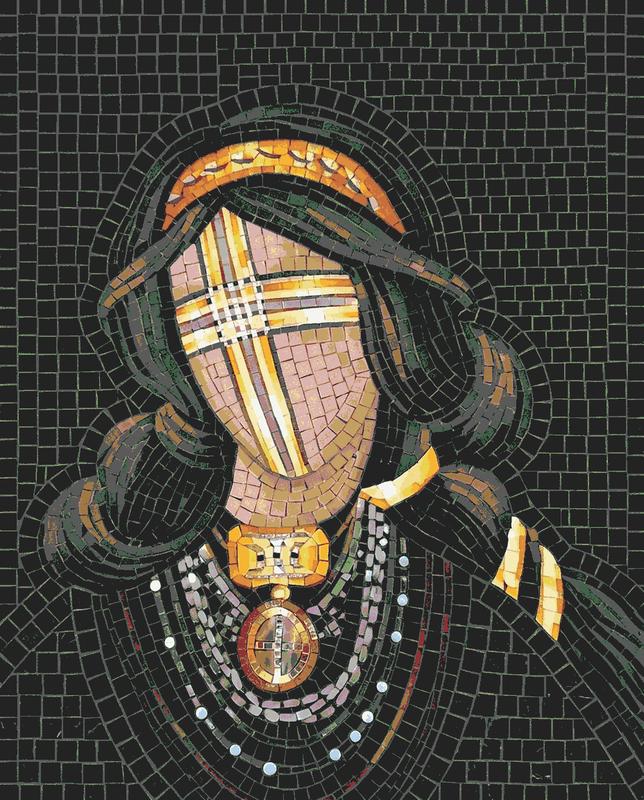 Abstract Mosaic Portrait - Golden Mystery