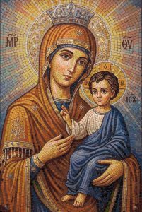 Madonna and Child Mosaic Art – Classical AI Style