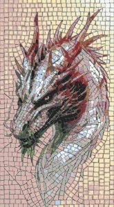 Majestic Dragon Mosaic Art – Mythical Creature Portrait