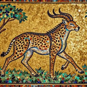 Byzantine Mosaic Art: Running Cheetah
