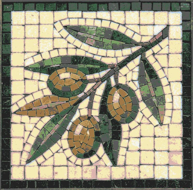 Olive Branch Mosaic Art - Mediterranean Nature