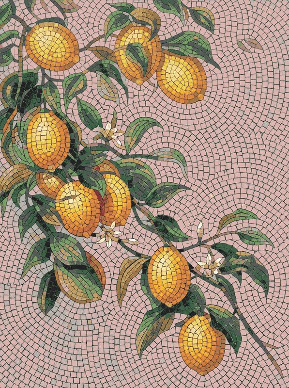 Lemon Branch Mosaic Art - Mediterranean Nature Decor