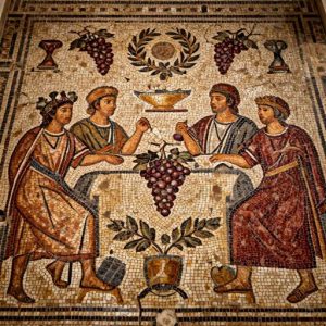 Antique Roman Feast Mosaic – Opus Tessellatum Art